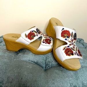 Alegria White Floral Needles and Pins Sandals